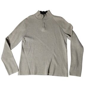Gap Mens Quarter Zip Mock Neck Sweater Beige Oatmeal Heather Small Regular Fit